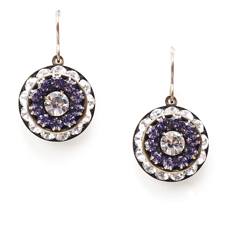 Crystal and Amethyst Corinne Love Drops Earrings