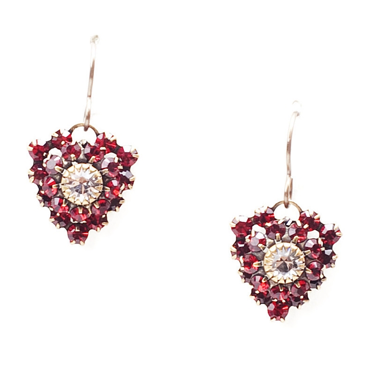 Ruby Heart Love Drops Earrings