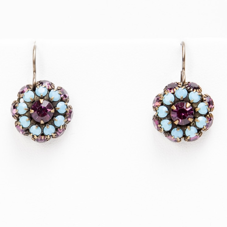 Turquoise and Amethyst River Love Drops Earrings